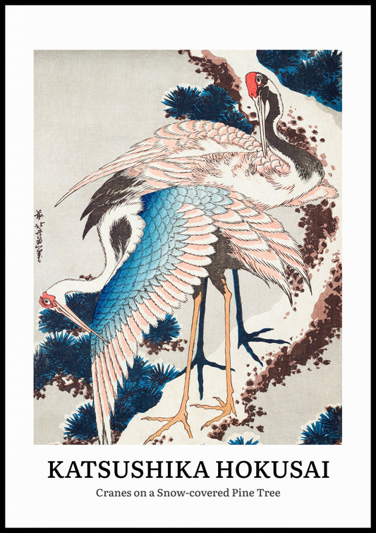 Plakat  Design Cranes on a Snow, Hokusai Vintage do Salonu