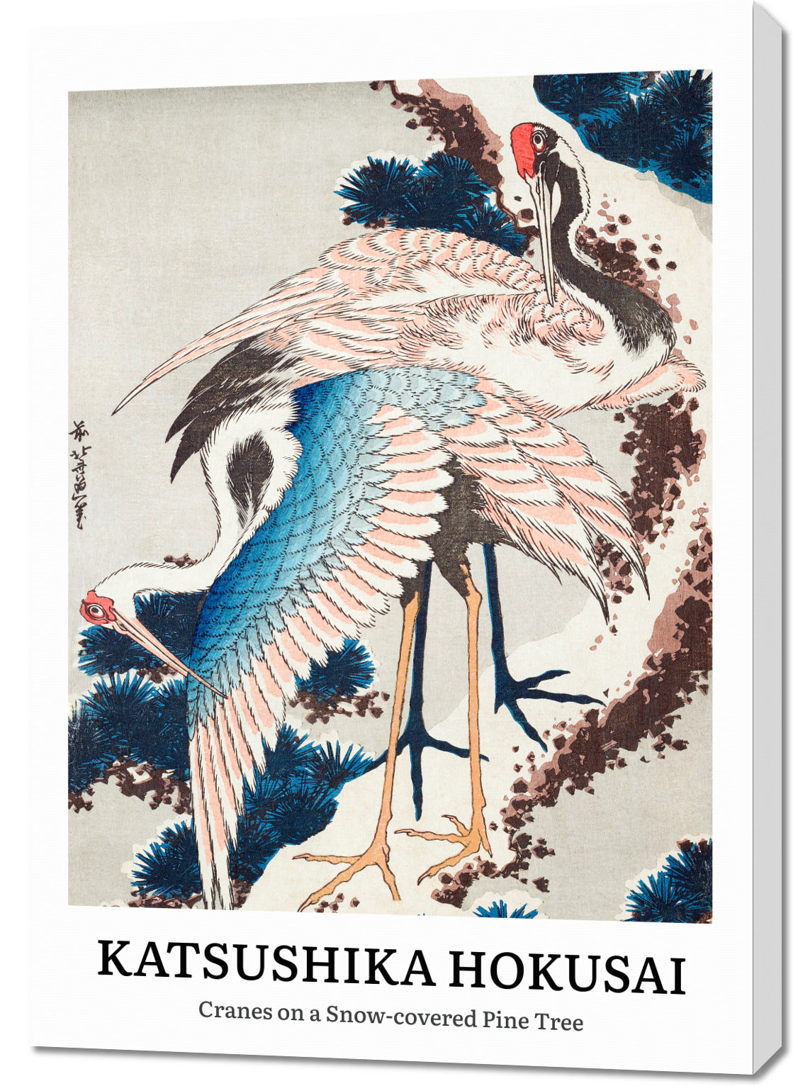 Obraz  Design Cranes on a Snow, Hokusai Vintage do Salonu