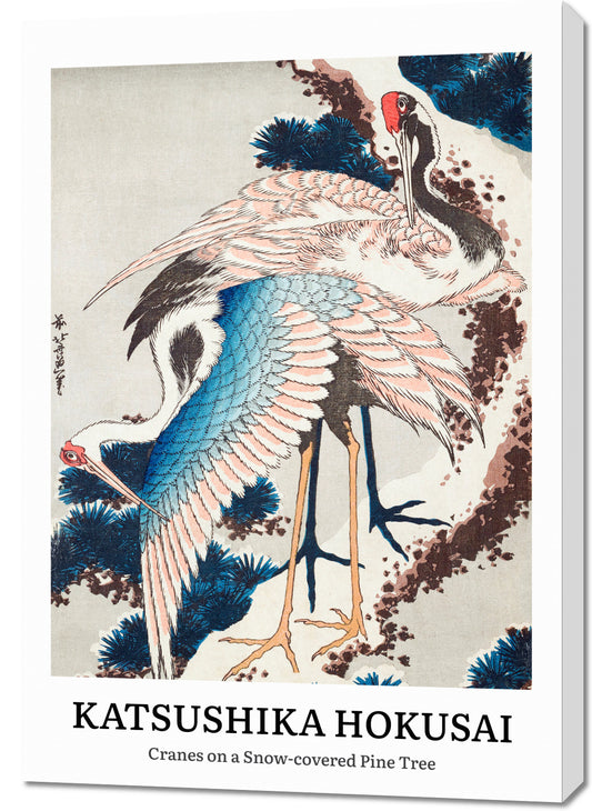 Obraz  Design Cranes on a Snow, Hokusai Vintage do Salonu