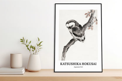 Obraz  Design Japanese Owl, Hokusai Vintage do Salonu