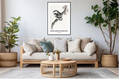 Obraz  Design Japanese Owl, Hokusai Vintage do Salonu