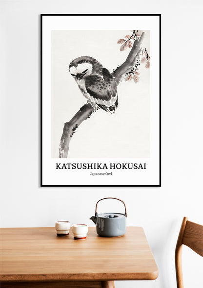 Obraz  Design Japanese Owl, Hokusai Vintage do Salonu