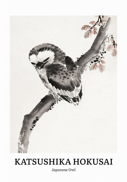 Plakat  Design Japanese Owl, Hokusai Vintage do Salonu
