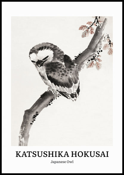 Plakat  Design Japanese Owl, Hokusai Vintage do Salonu