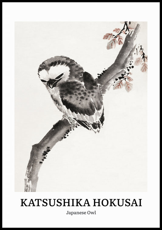 Plakat  Design Japanese Owl, Hokusai Vintage do Salonu