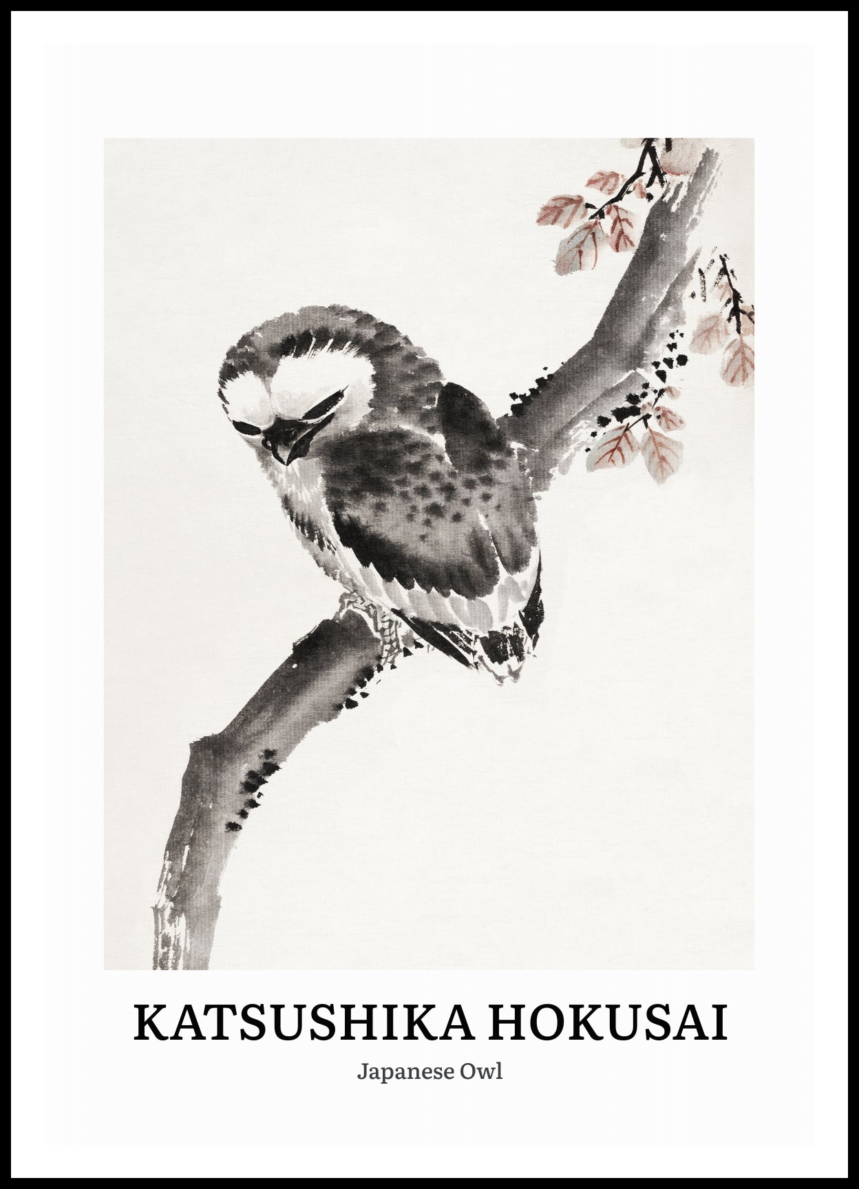 Plakat  Design Japanese Owl, Hokusai Vintage do Salonu