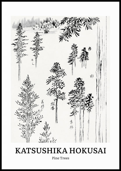 Plakat  Design Pine Trees, Hokusai Vintage do Salonu