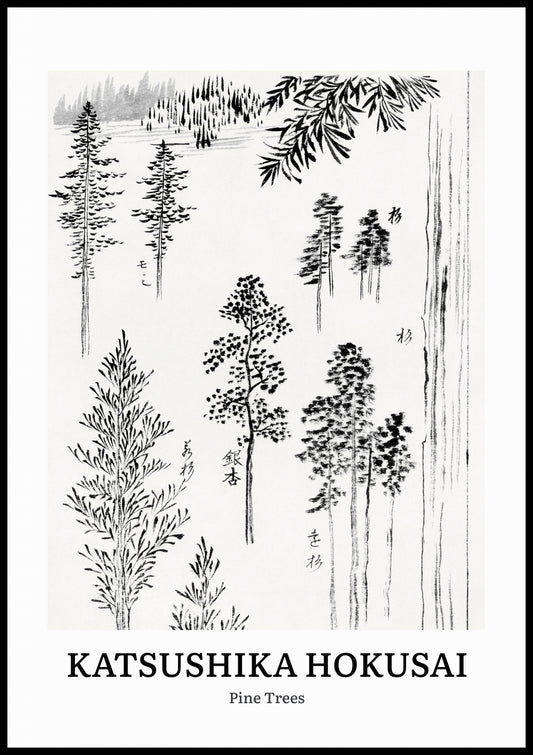 Plakat  Design Pine Trees, Hokusai Vintage do Salonu