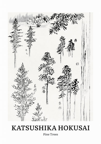 Plakat  Design Pine Trees, Hokusai Vintage do Salonu