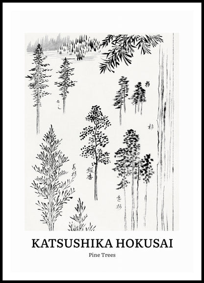 Plakat  Design Pine Trees, Hokusai Vintage do Salonu