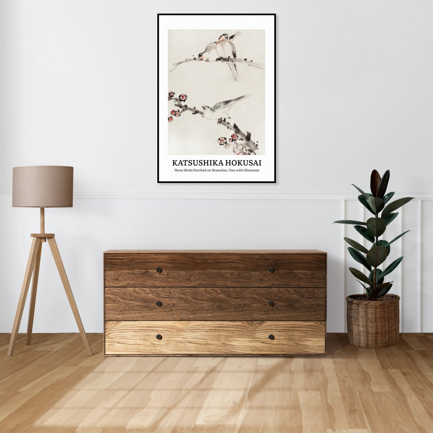 Obraz  Design Three Birds, Hokusai Vintage do Salonu