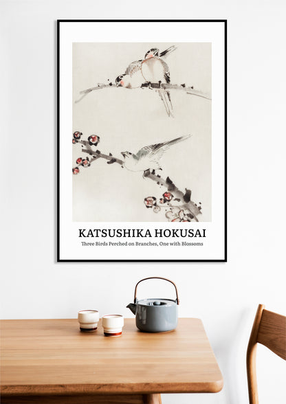 Obraz  Design Three Birds, Hokusai Vintage do Salonu