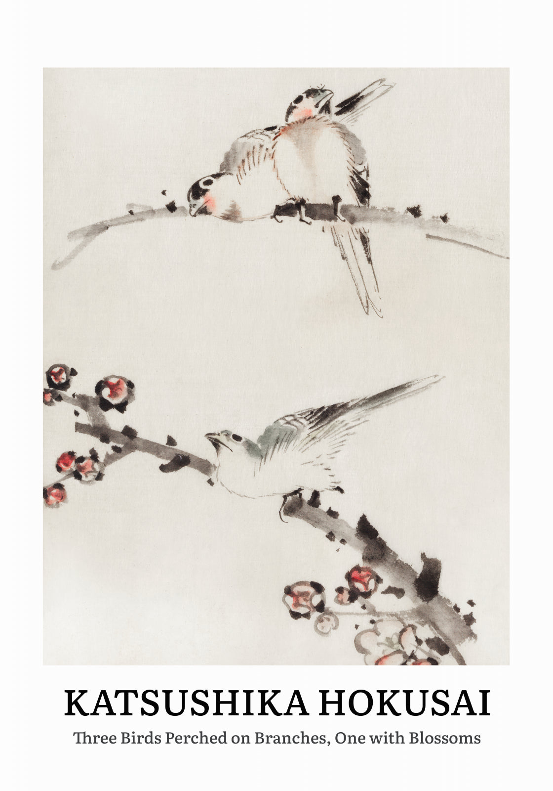 Plakat  Design Three Birds, Hokusai Vintage do Salonu
