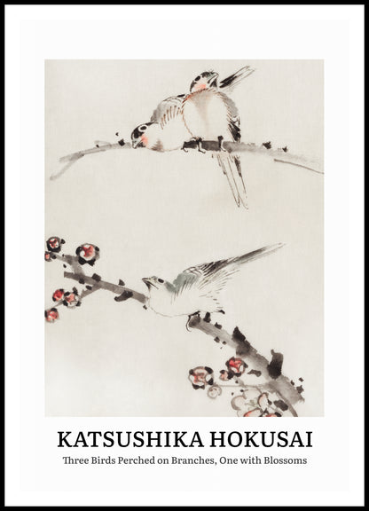Plakat  Design Three Birds, Hokusai Vintage do Salonu