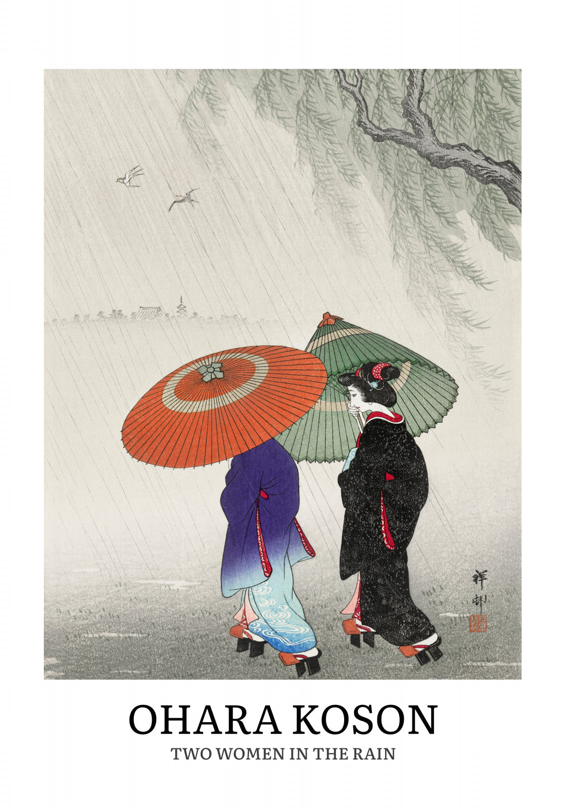 Plakat  Design Two Women Rain, Koson Vintage do Salonu