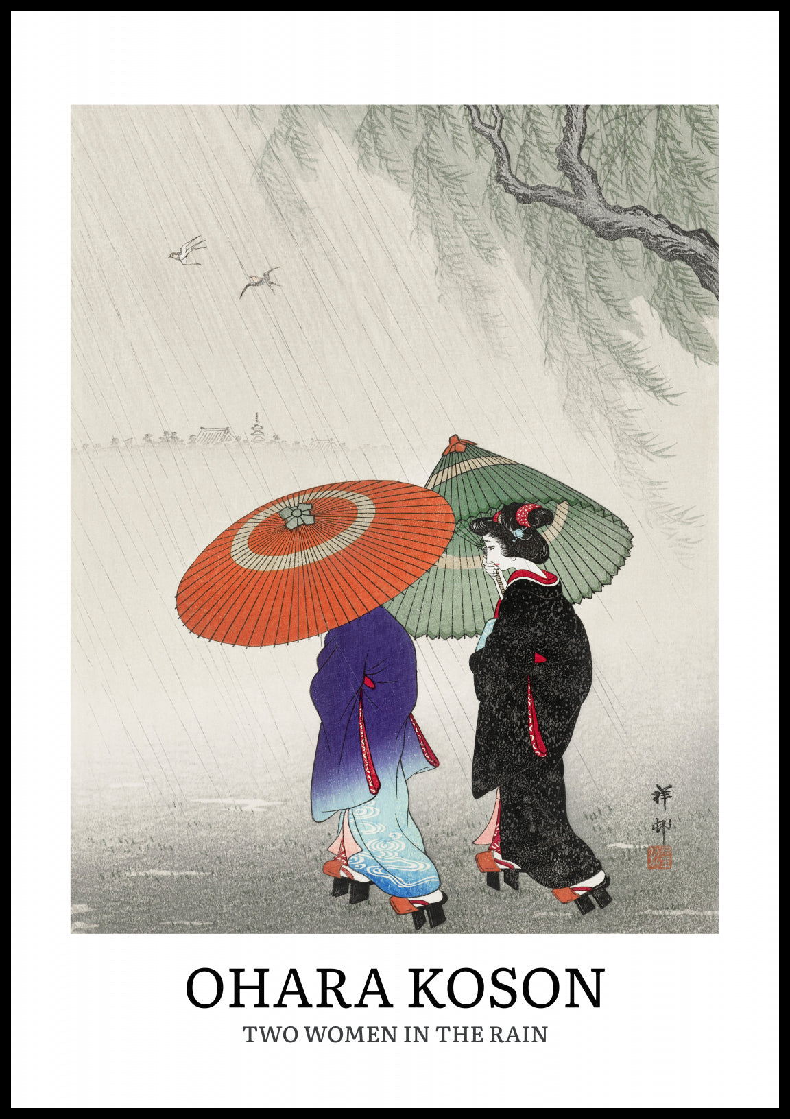 Plakat  Design Two Women Rain, Koson Vintage do Salonu
