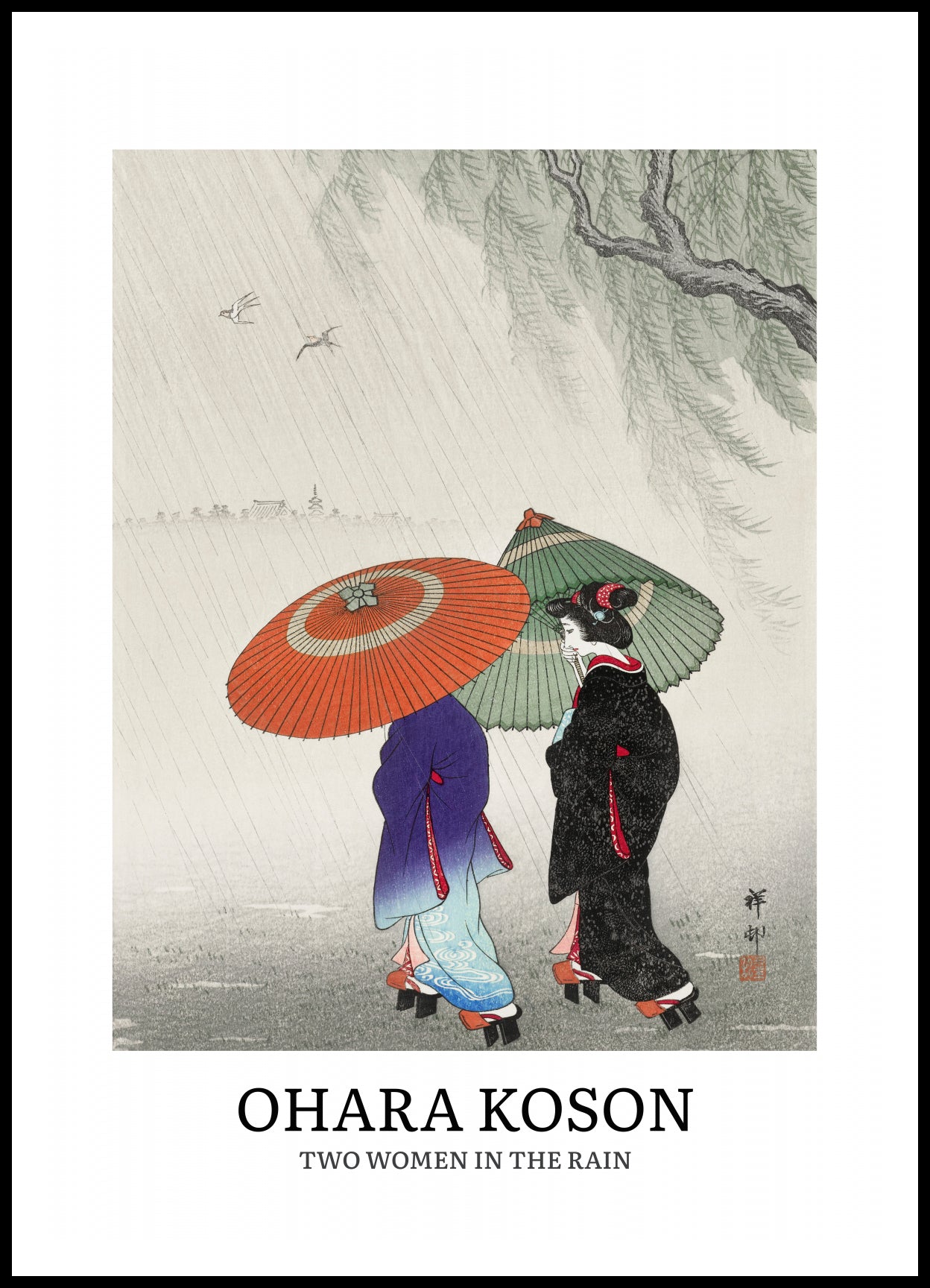 Plakat  Design Two Women Rain, Koson Vintage do Salonu