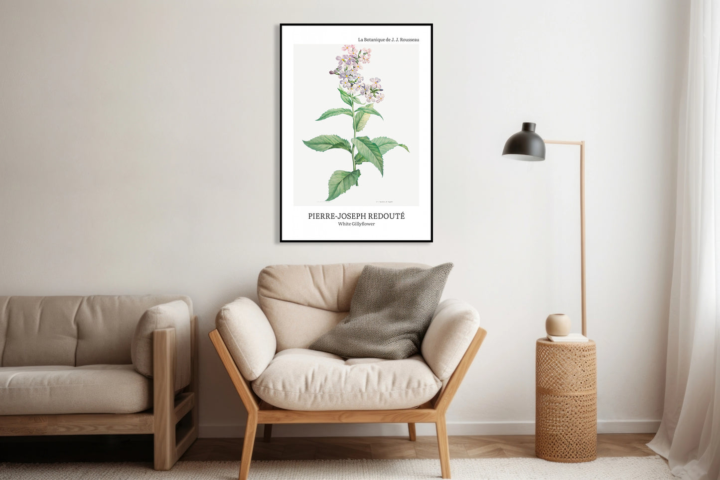 Obraz  Design White Gillyflower, Redoute Vintage do Salonu