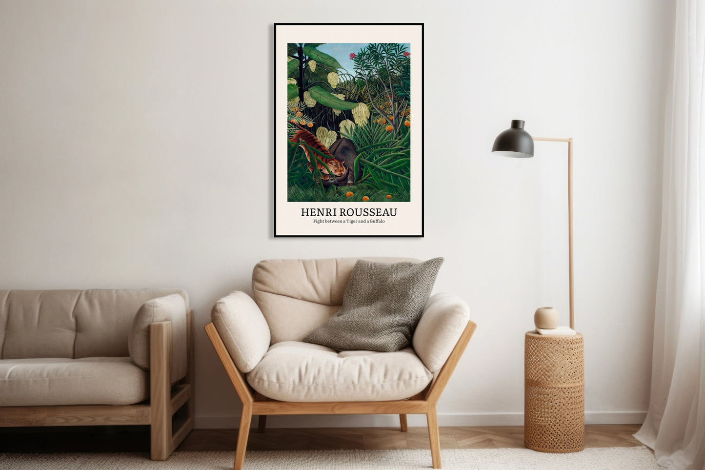 Obraz  Design Tiger and a Buffalo, Rousseau Vintage do Salonu