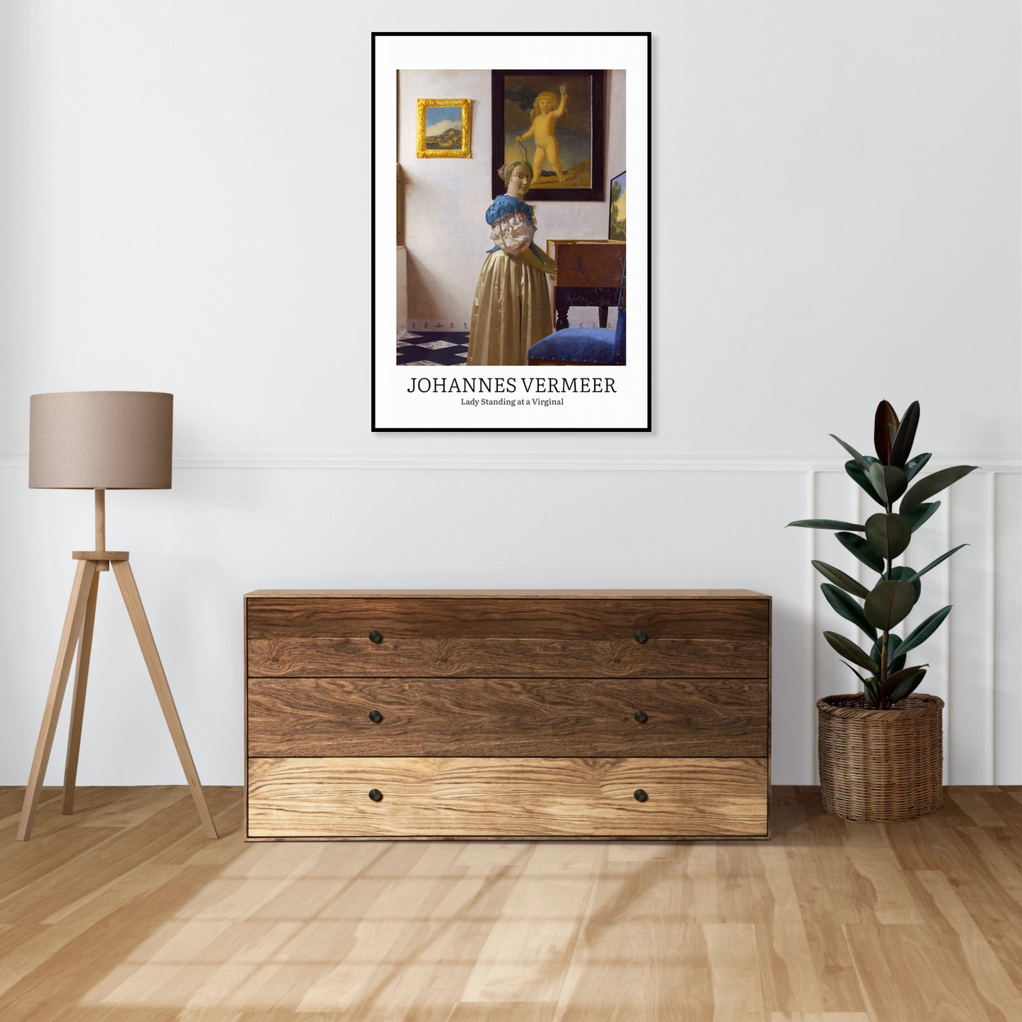 Obraz  Design Lady Standing, Vermeer Vintage do Salonu