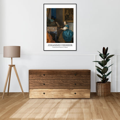 Obraz  Design Seated at a Virginal, Vermeer Vintage do Salonu