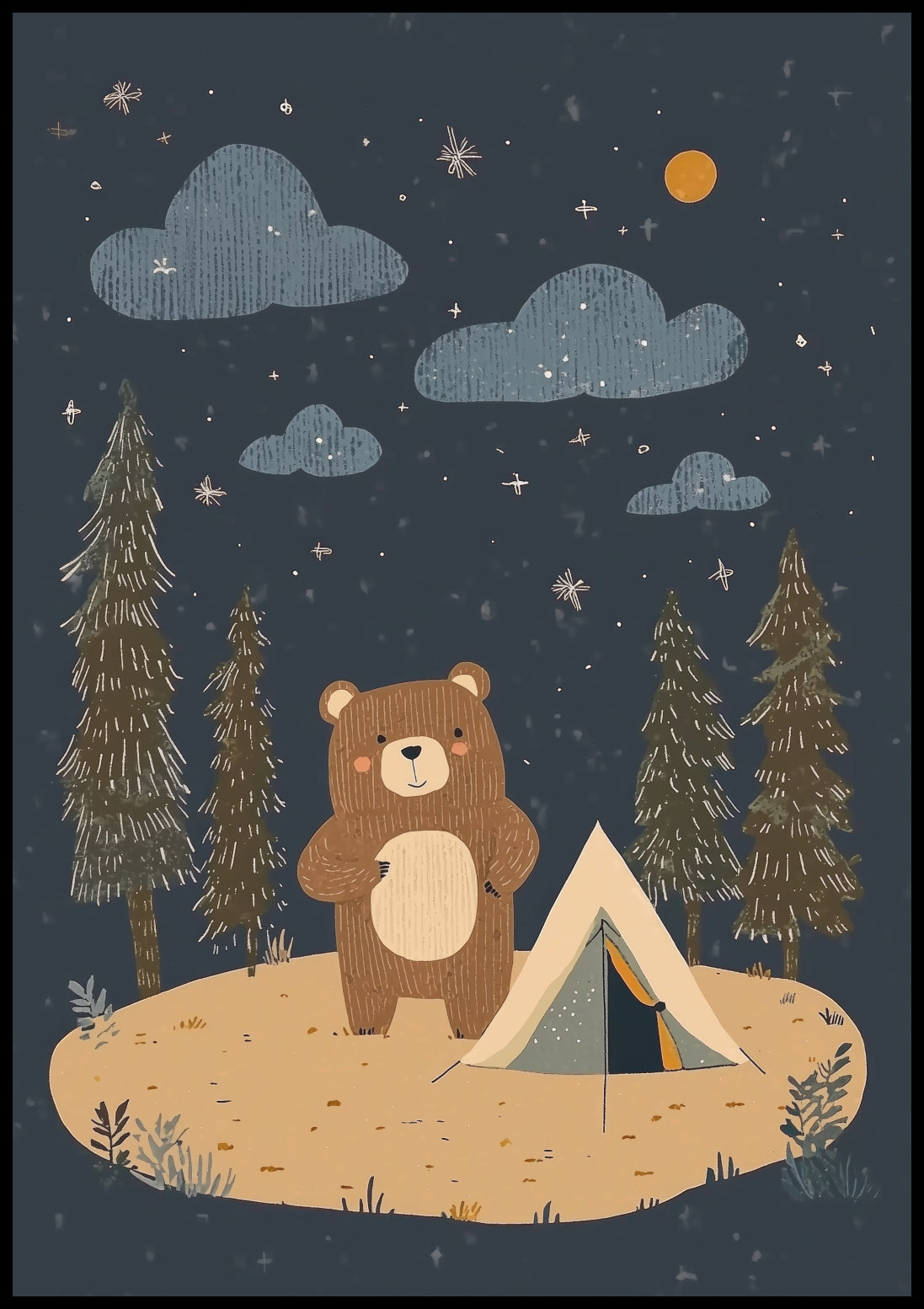 Plakat  Wzory dla Dzieci, Dziewczynki i Chłopca - Camping