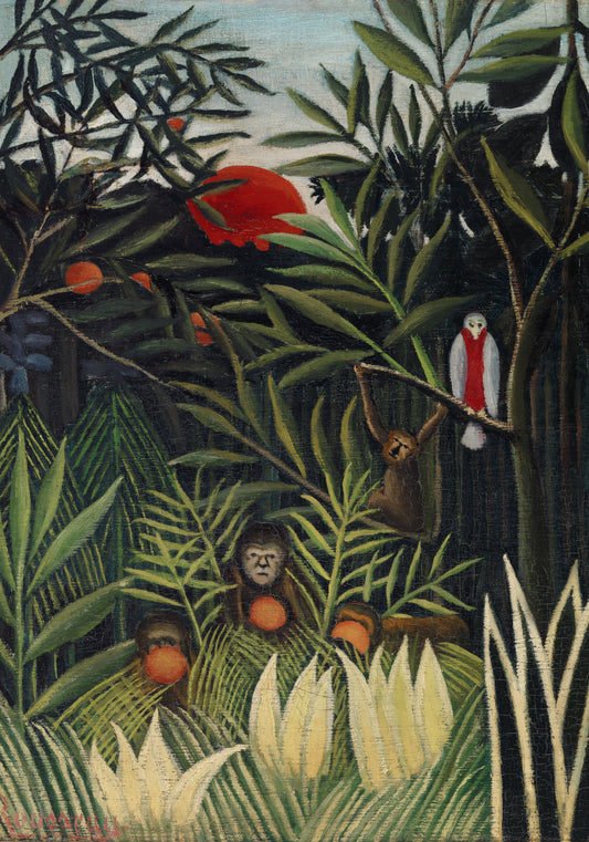 Plakat  Monkeys and Parrot, Rousseau Vintage do Salonu