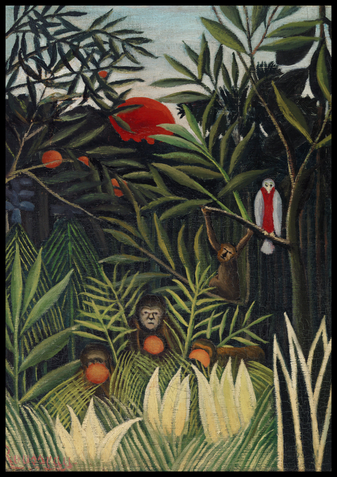 Plakat  Monkeys and Parrot, Rousseau Vintage do Salonu