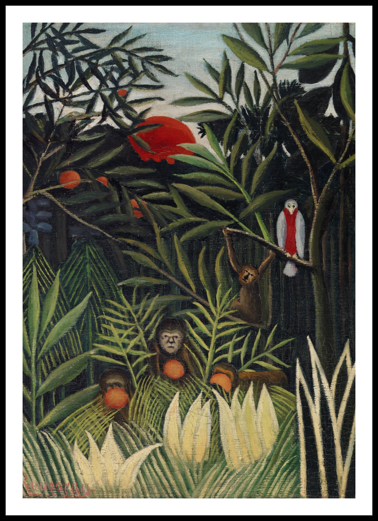 Plakat  Monkeys and Parrot, Rousseau Vintage do Salonu