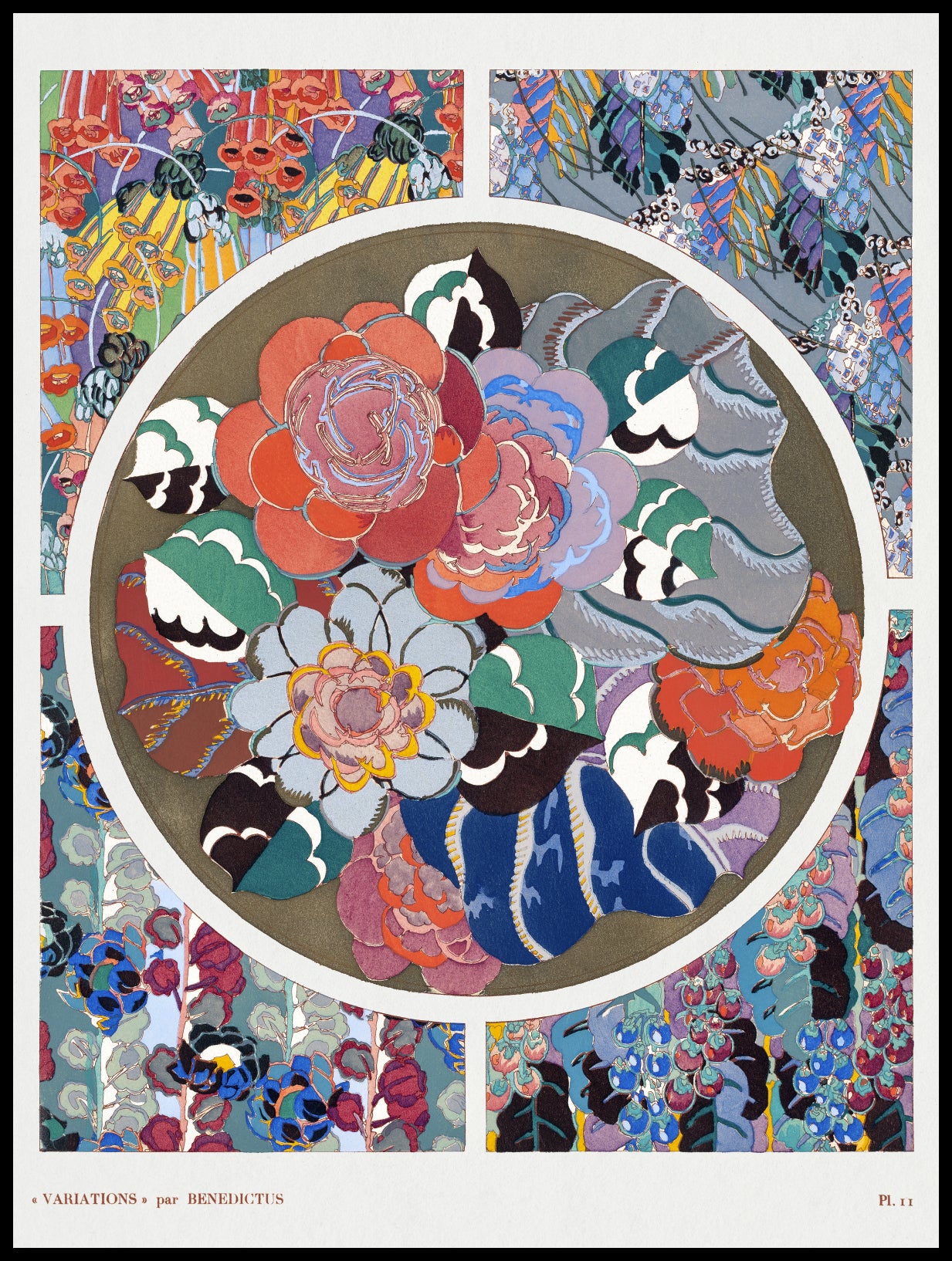 Plakat  Kwiaty Art Deco v.11, Bénédictus Vintage do Salonu