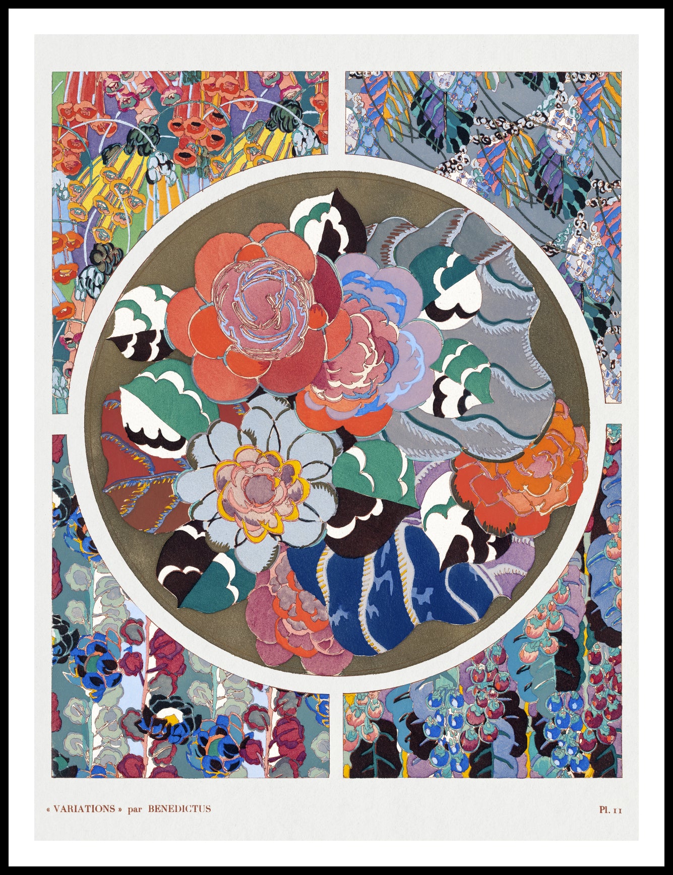 Plakat  Kwiaty Art Deco v.11, Bénédictus Vintage do Salonu
