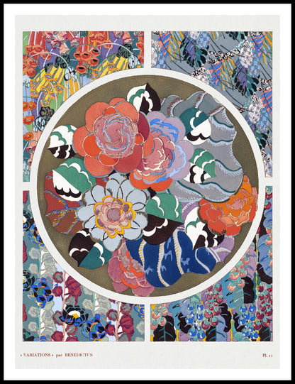 Plakat  Kwiaty Art Deco v.11, Bénédictus Vintage do Salonu