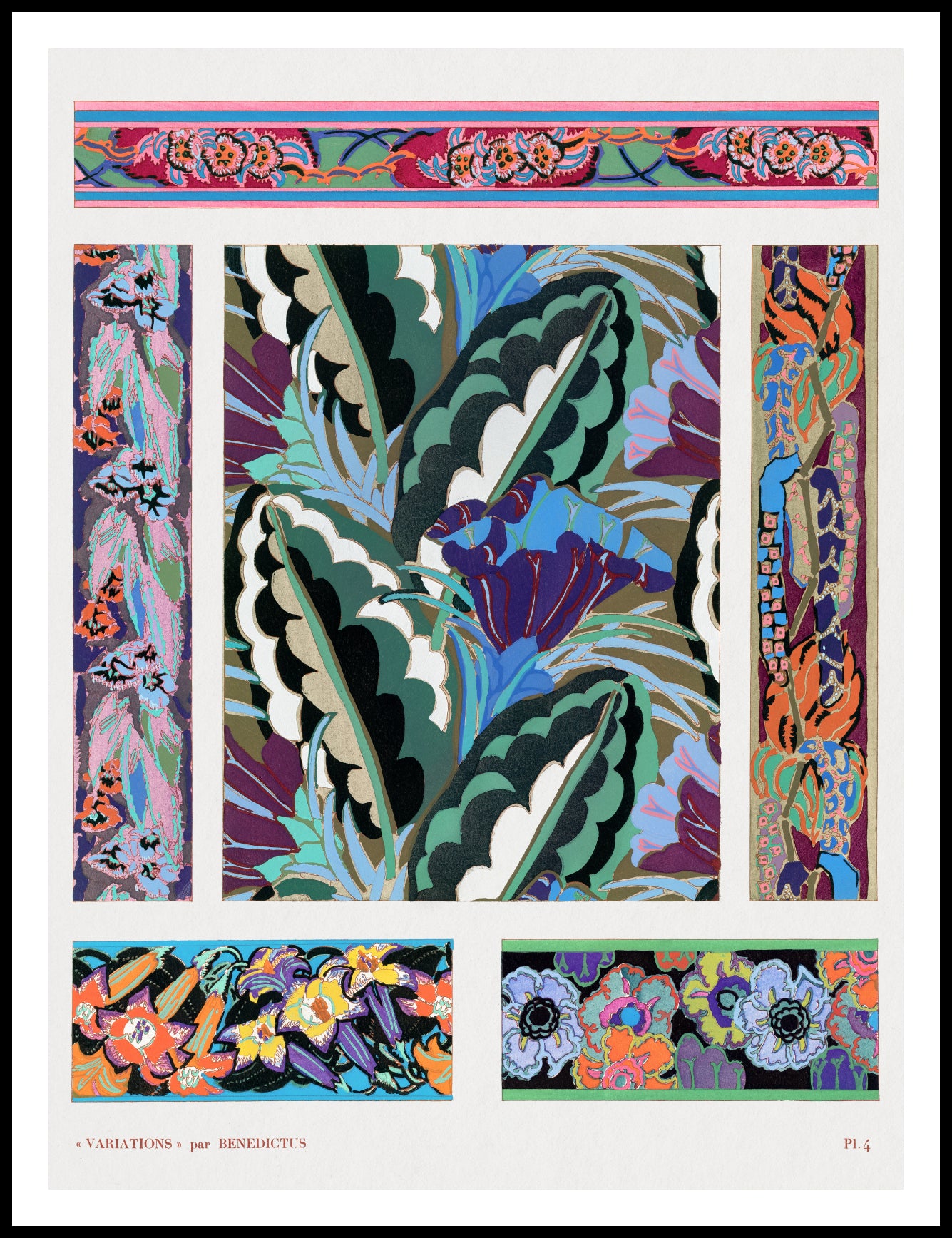 Plakat  Kwiaty Art Deco v.4, Bénédictus Vintage do Salonu
