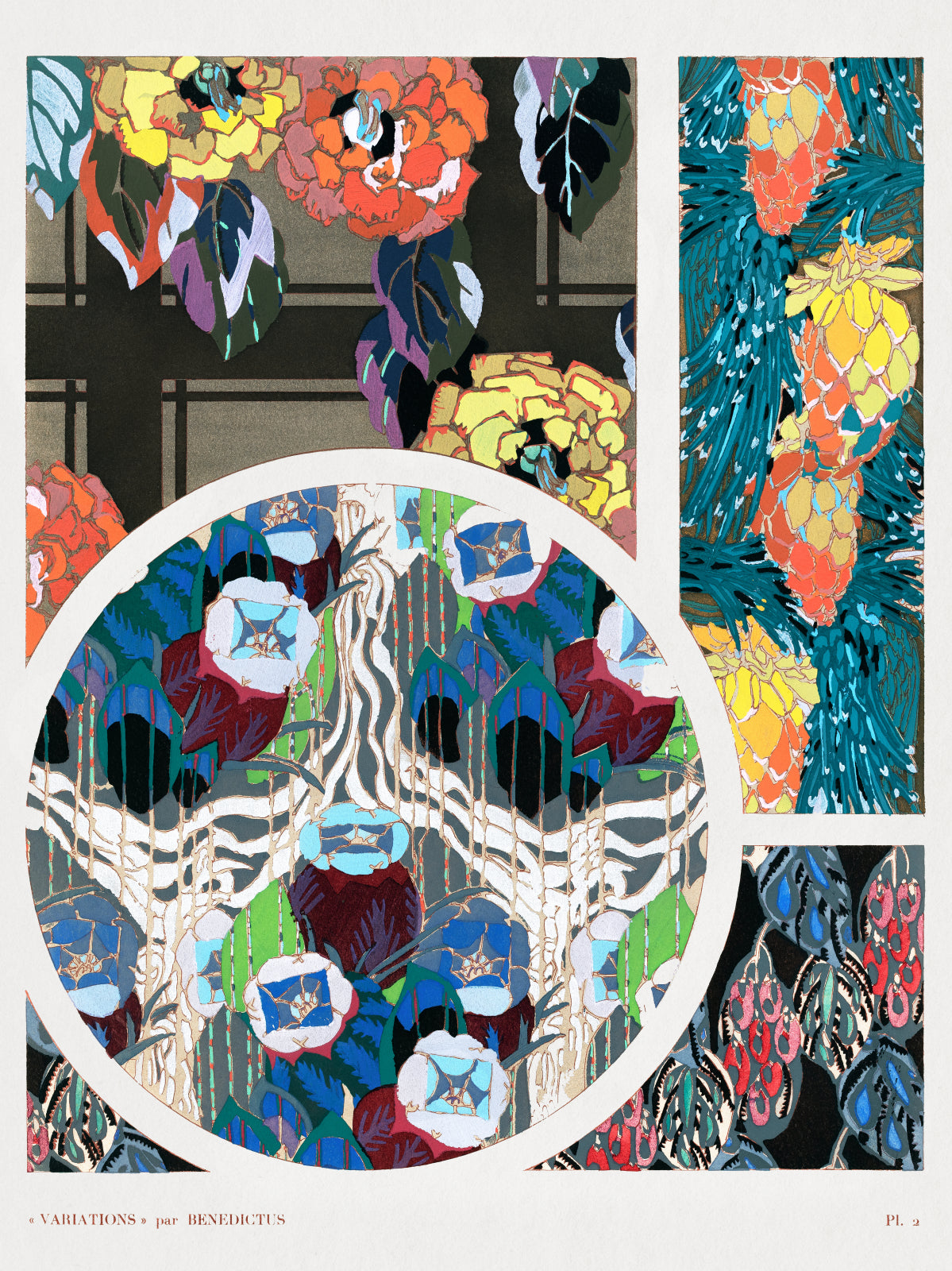 Plakat  Kwiaty Art Deco v.2, Bénédictus Vintage do Salonu