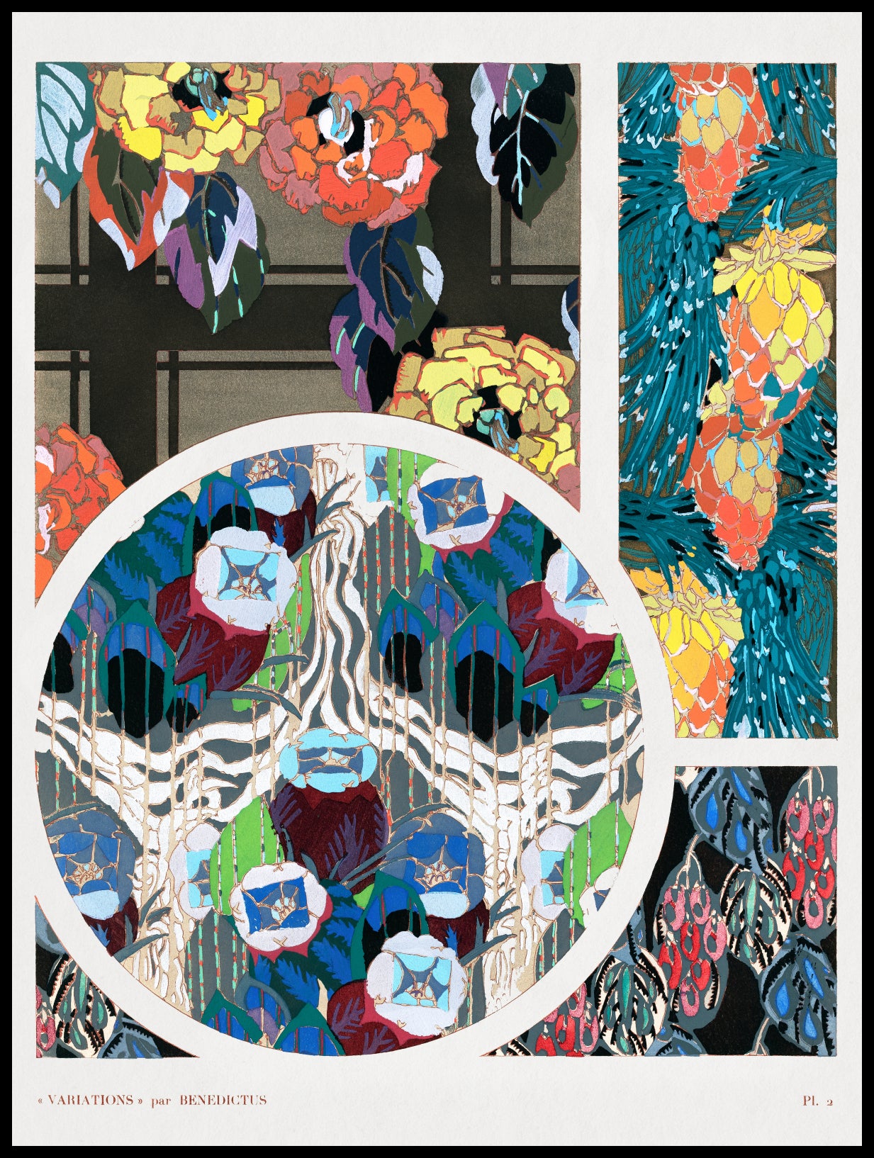 Plakat  Kwiaty Art Deco v.2, Bénédictus Vintage do Salonu