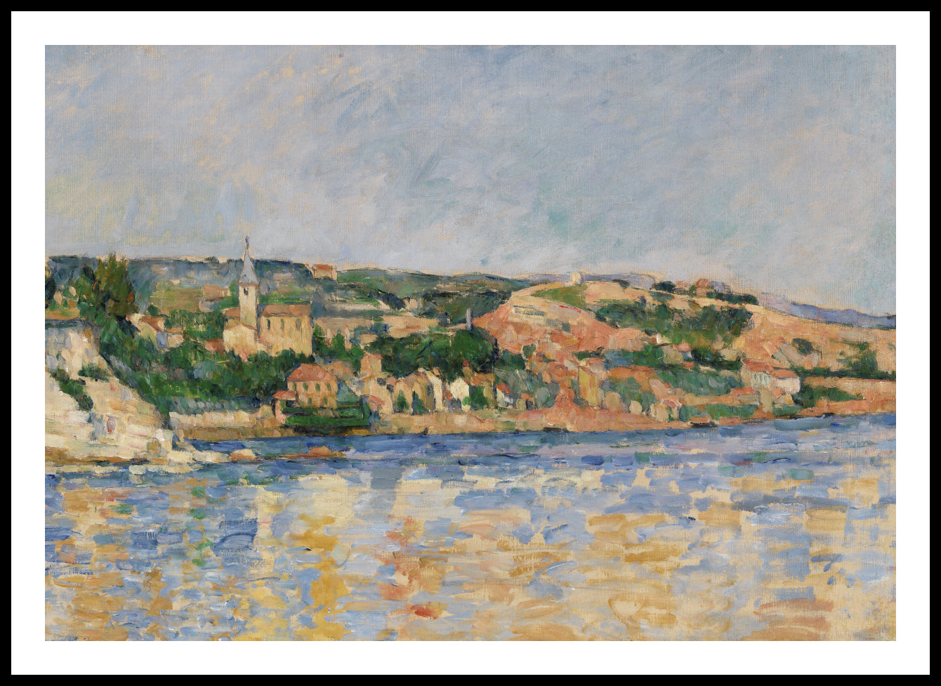 Plakat  Village at the Water's Edge, Paul Cezanne Vintage