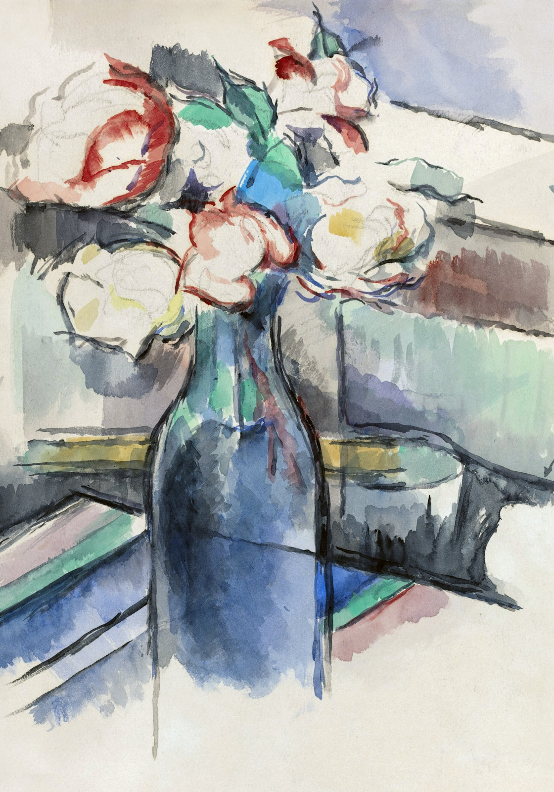 Plakat   Roses in a Bottle, Paul Cezanne Vintage do Salonu