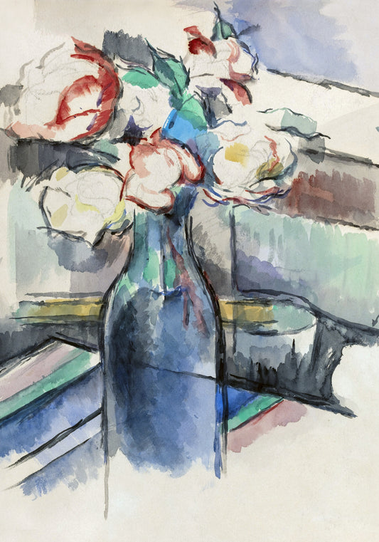 Plakat   Roses in a Bottle, Paul Cezanne Vintage do Salonu