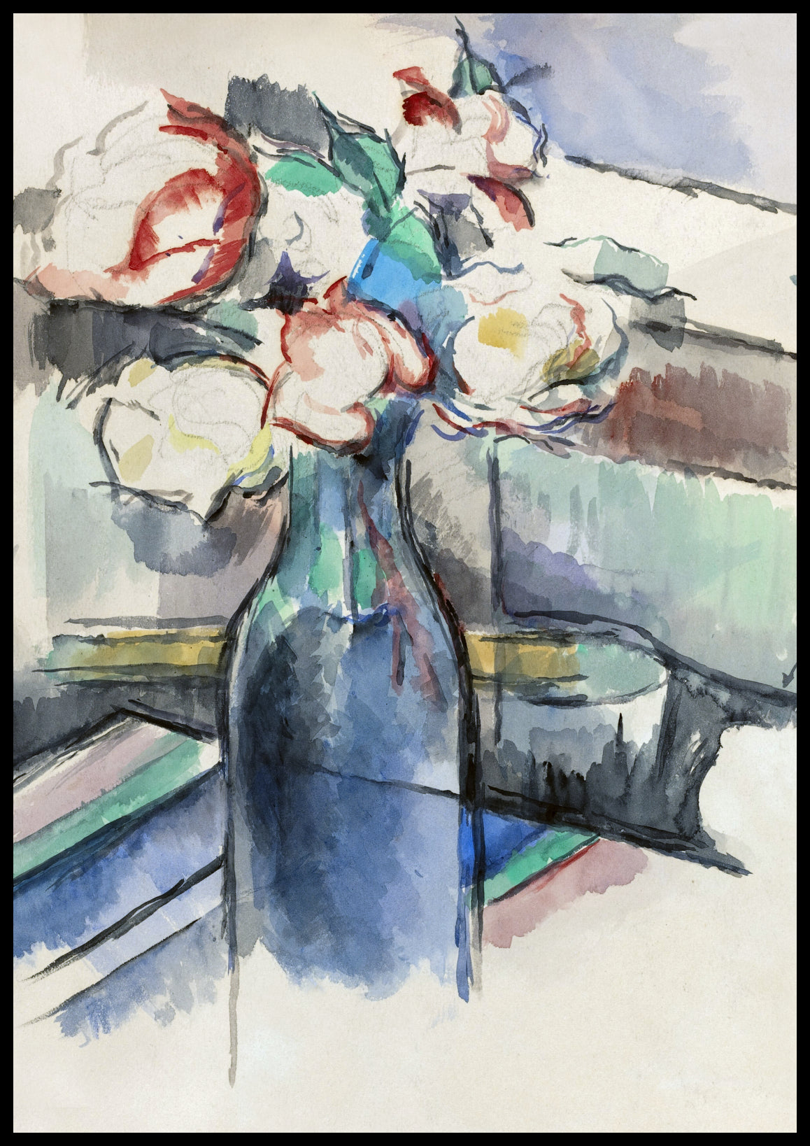 Plakat   Roses in a Bottle, Paul Cezanne Vintage do Salonu