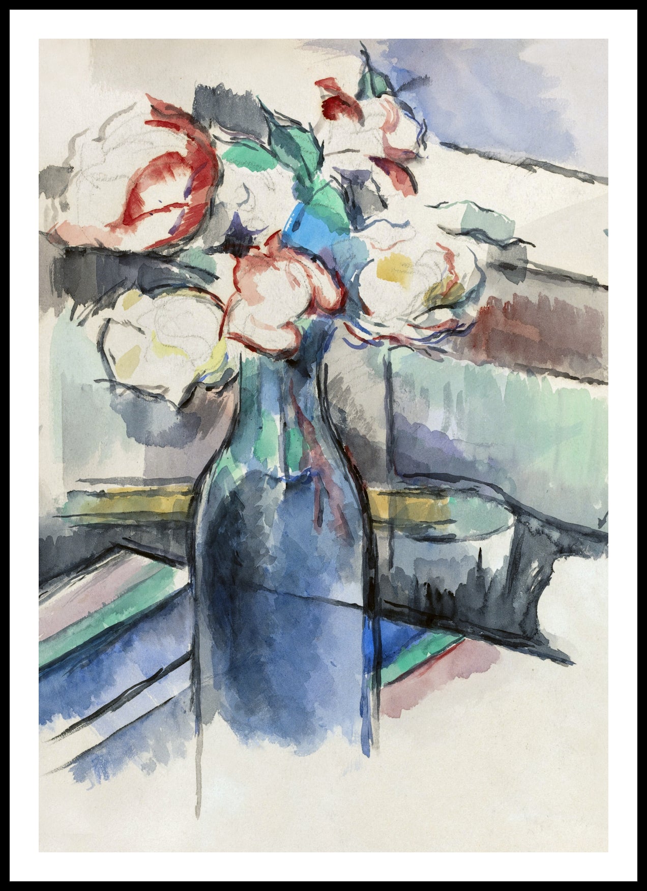 Plakat   Roses in a Bottle, Paul Cezanne Vintage do Salonu