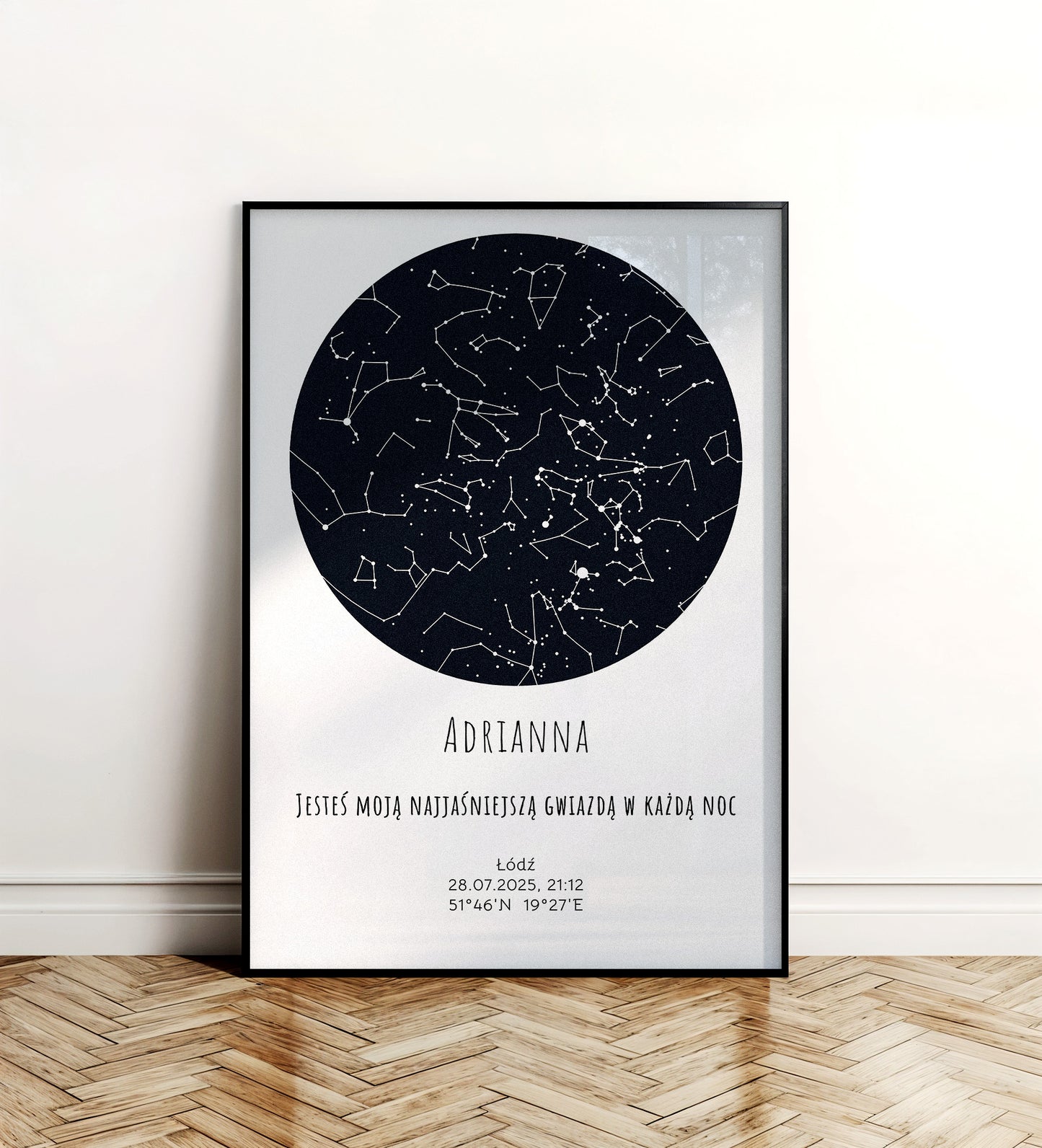 Mapa Gwiazd Personalizowany Plakat Mapa Nieba  Białe