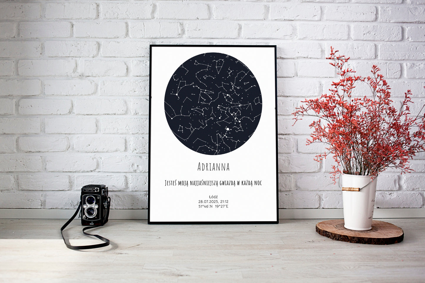 Mapa Gwiazd Personalizowany Plakat Mapa Nieba  Białe