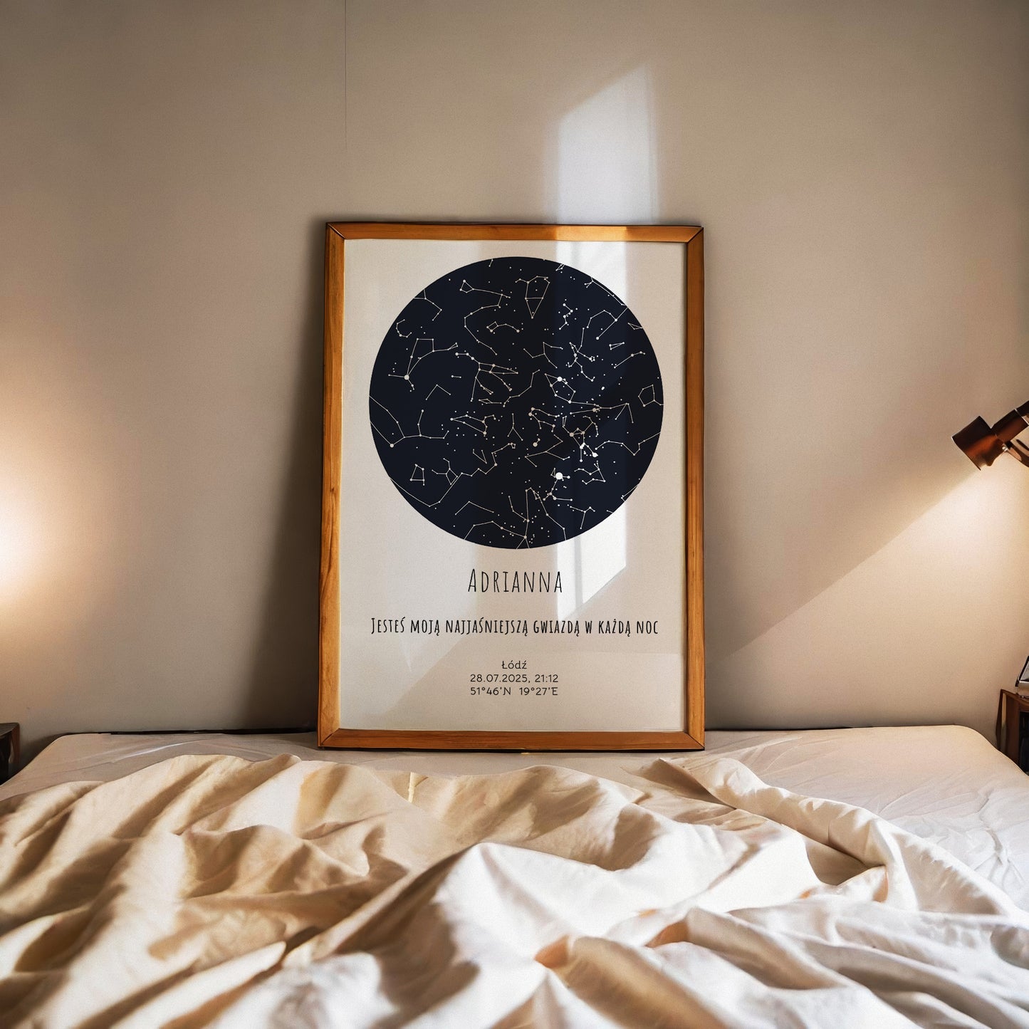 Mapa Gwiazd Personalizowany Plakat Mapa Nieba  Białe