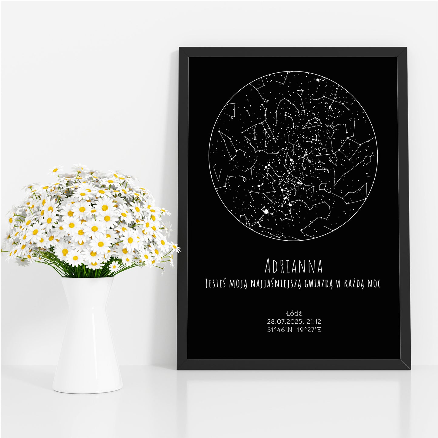 Mapa Gwiazd Personalizowany Plakat Mapa Nieba  Czarne