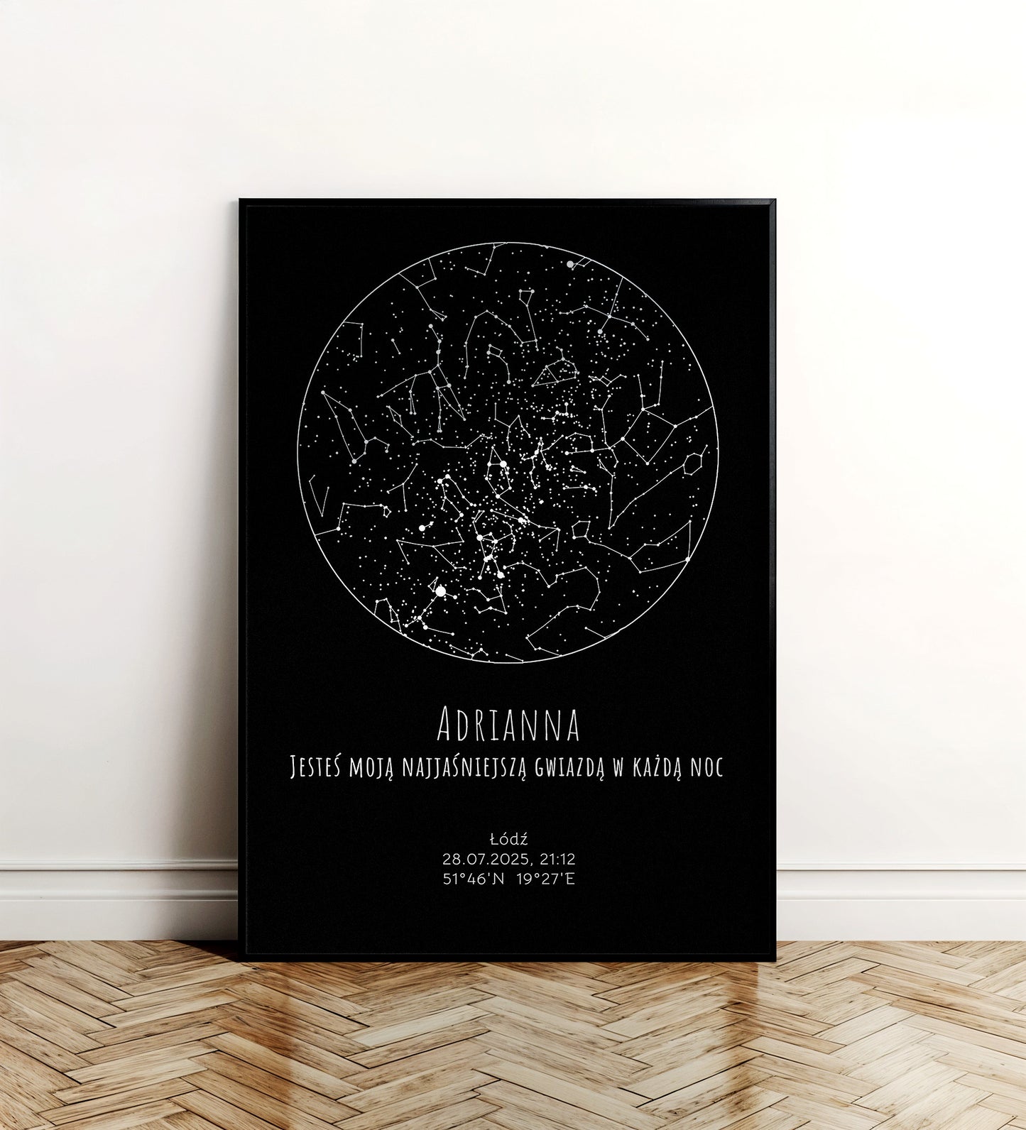 Mapa Gwiazd Personalizowany Plakat Mapa Nieba  Czarne