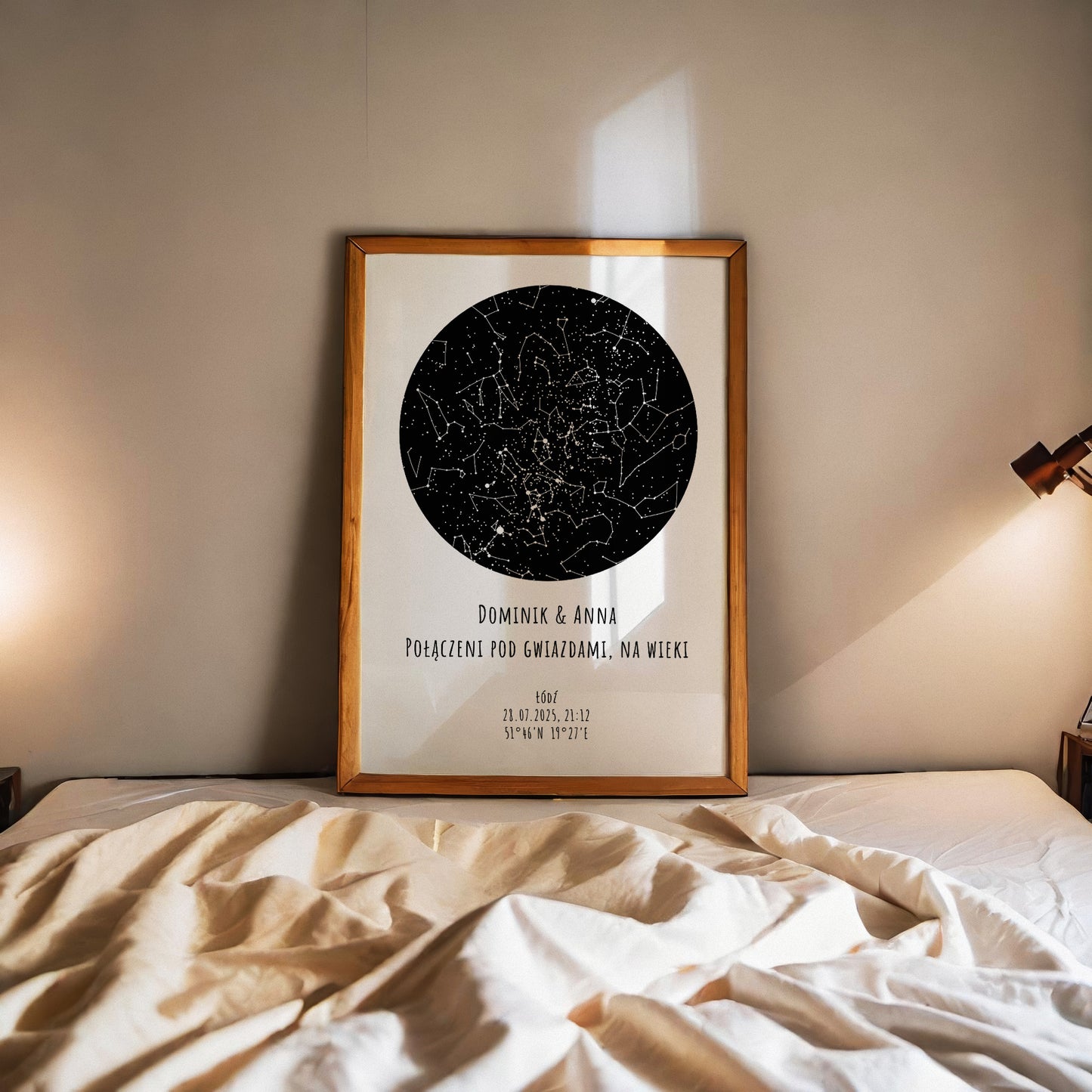 Mapa Gwiazd Personalizowany Plakat Mapa Nieba  Białe Imiona