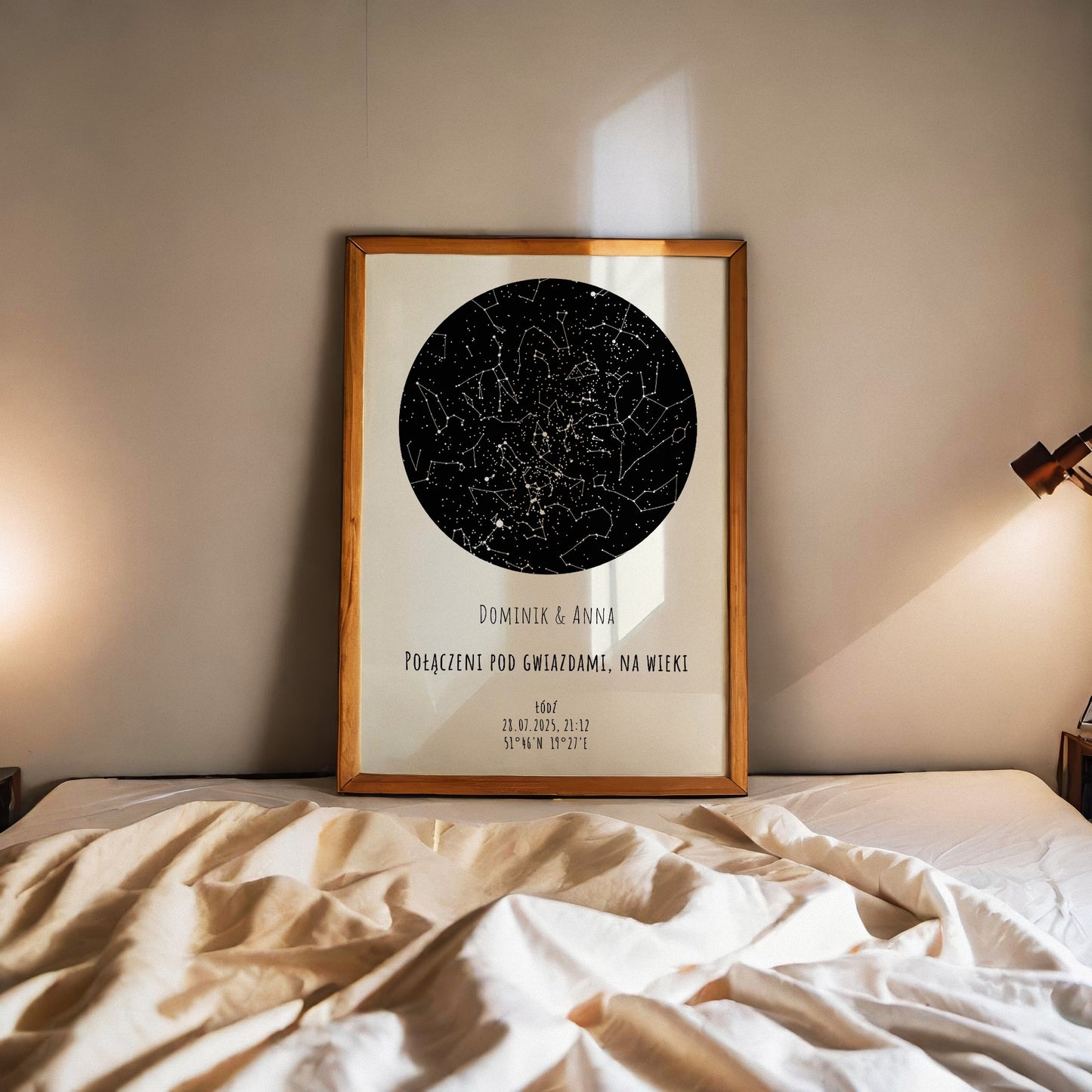 Mapa Gwiazd Personalizowany Plakat Mapa Nieba  Kremowe Imiona