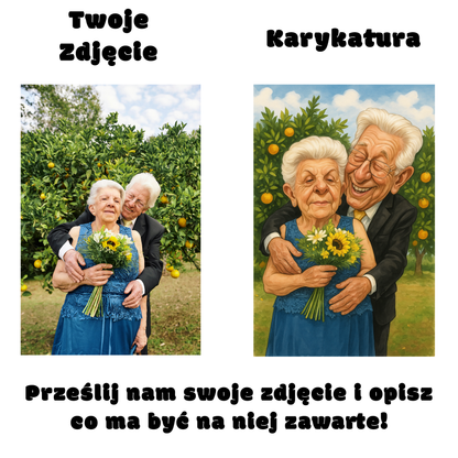 Karykatura z Twojego Zdjęcia Obraz  Prezent Urodziny Ślub