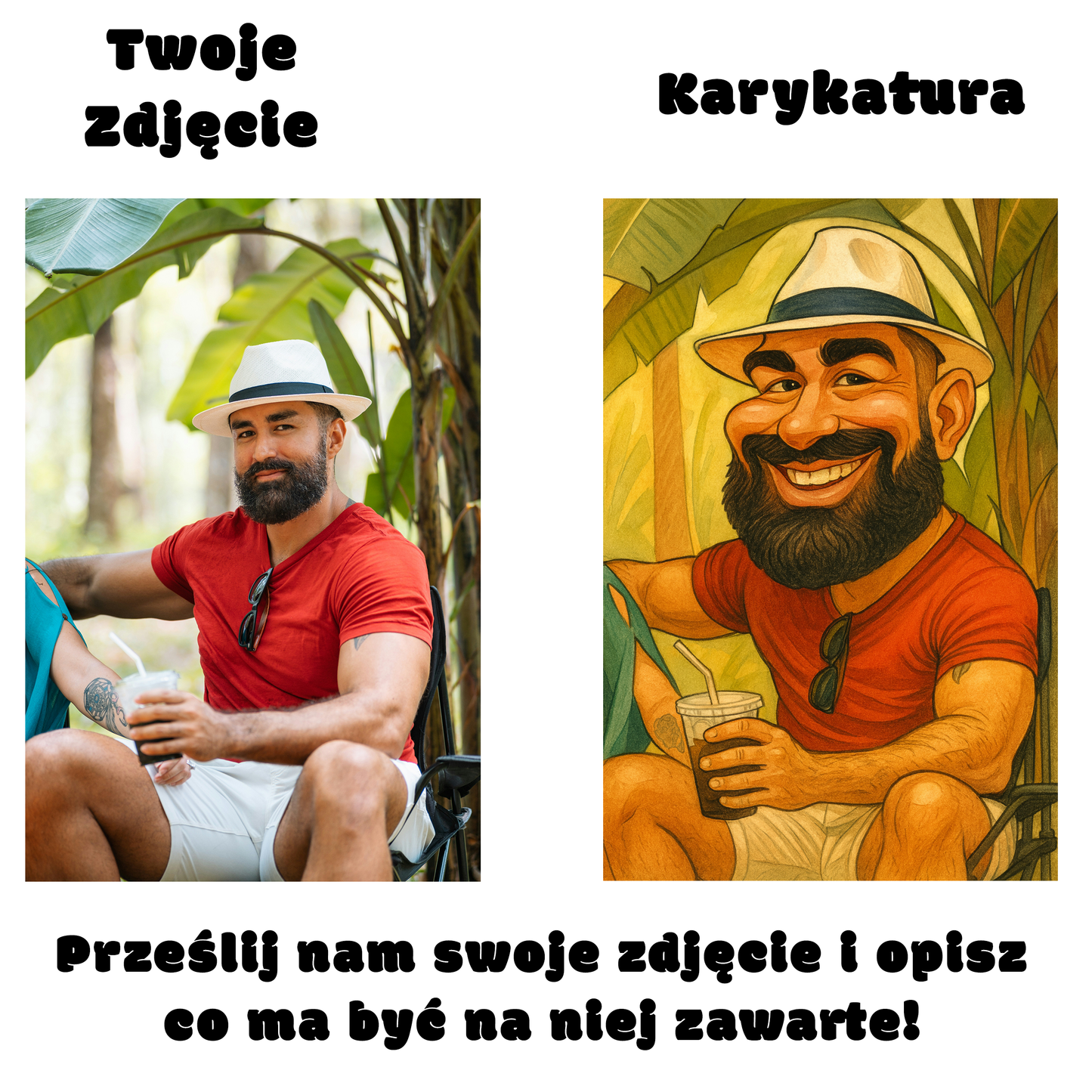 Karykatura z Twojego Zdjęcia Obraz  Prezent Urodziny Ślub