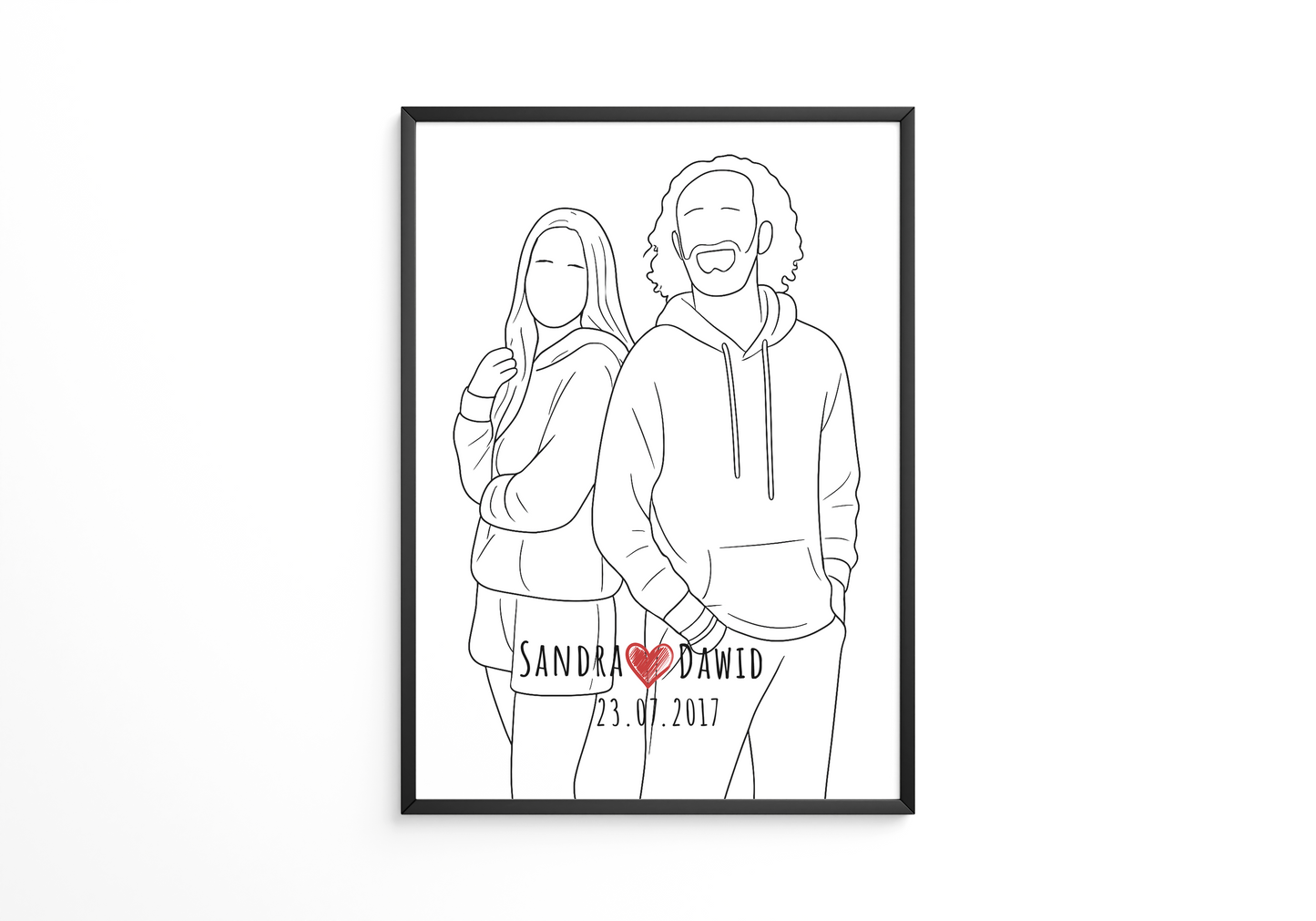 Wydruk z Twojego Zdjęcia Plakat Liniowy  Prezent Urodziny Ślub
